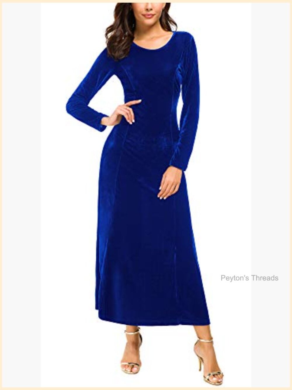 Long Sleeve Ruched Velvet Stretchy Maxi Dress For Party View 4